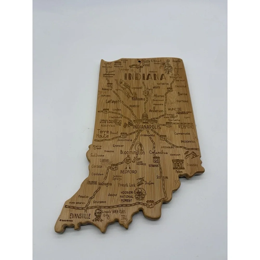 Cutting Board Totally Bamboo Destination Indiana‎ State Shaped Charcuterie